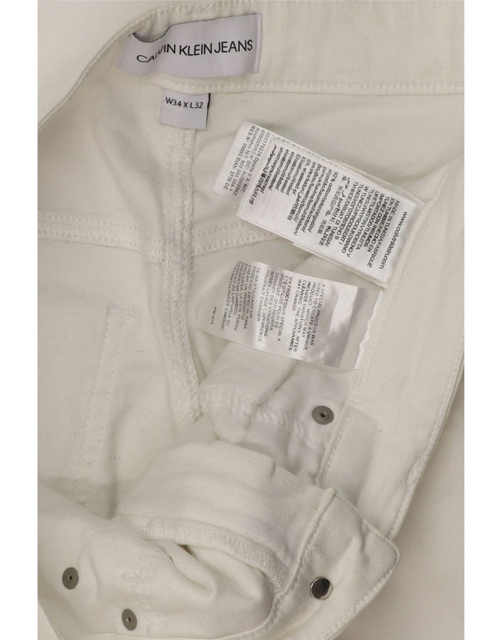 Calvin Klein Dame Slim Jeans W34 L32 Hvid Bomuld