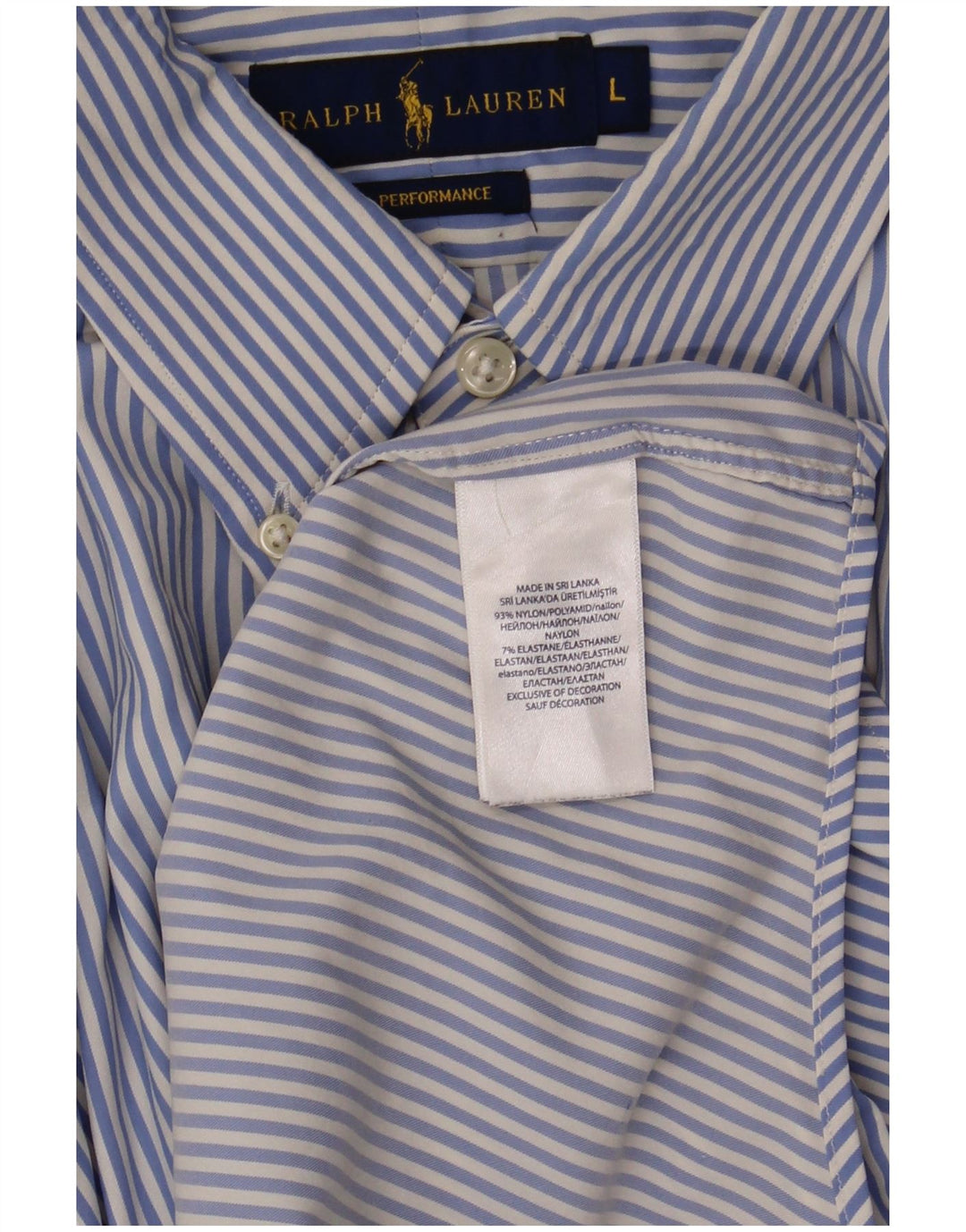 Ralph Lauren herreskjorte stor blå stribet nylon