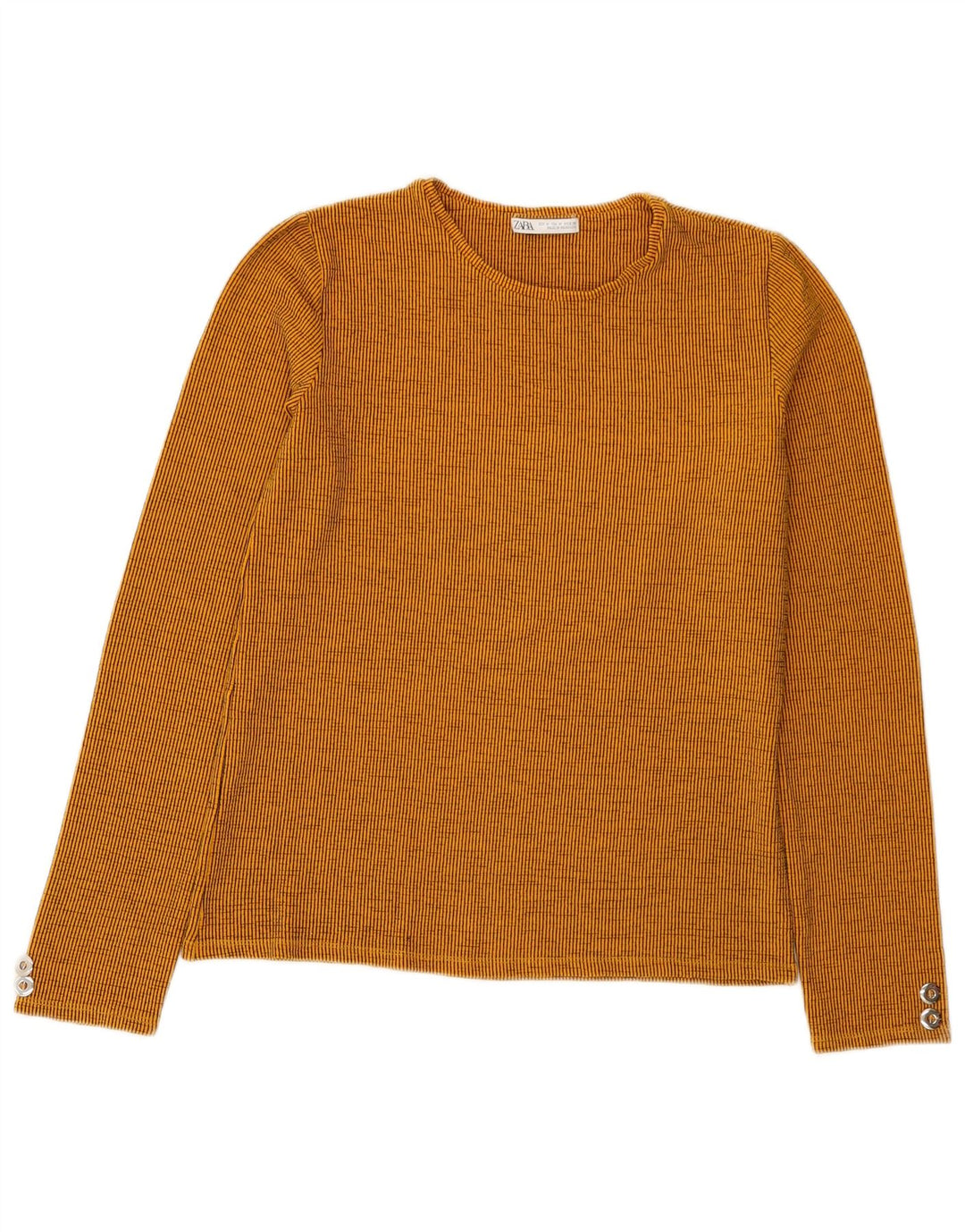 Zara Dame Top Langærmet UK 12 Medium Orange Stribet