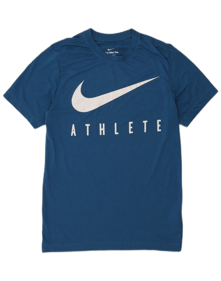 Nike Herre Dri Fit Grafisk T-Shirt Top XS Blå Polyester