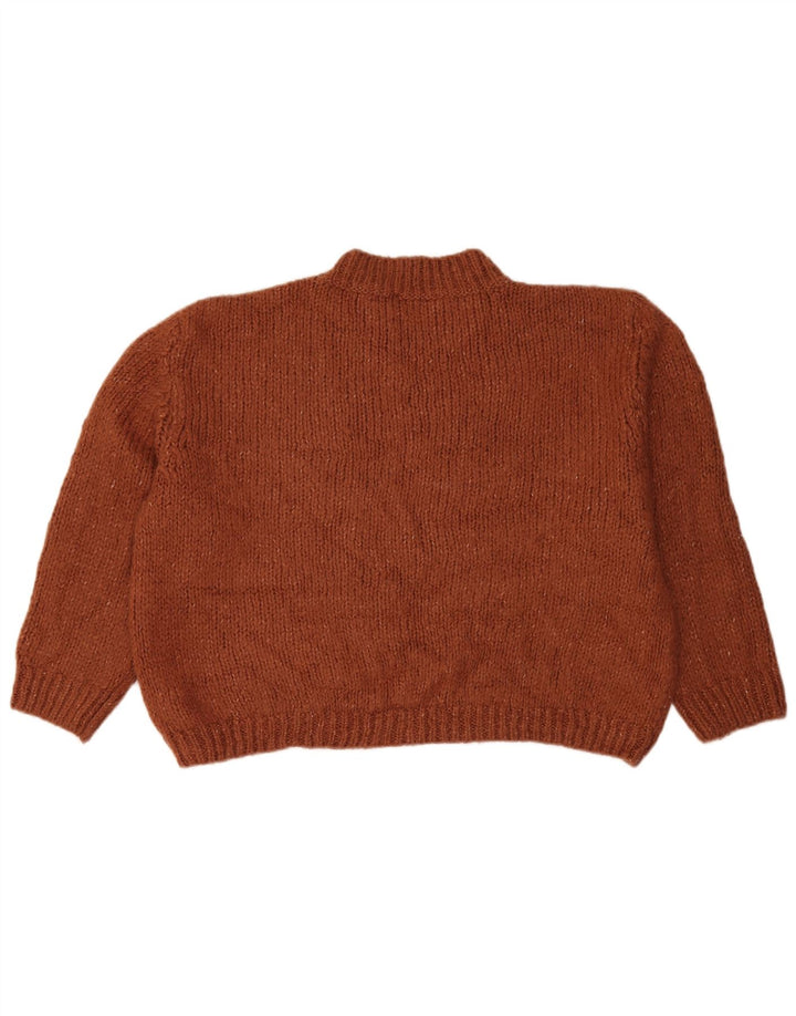 Zara Womens Crop Turtle Neck Jumper Sweater UK 14 Medium Brown Flecked