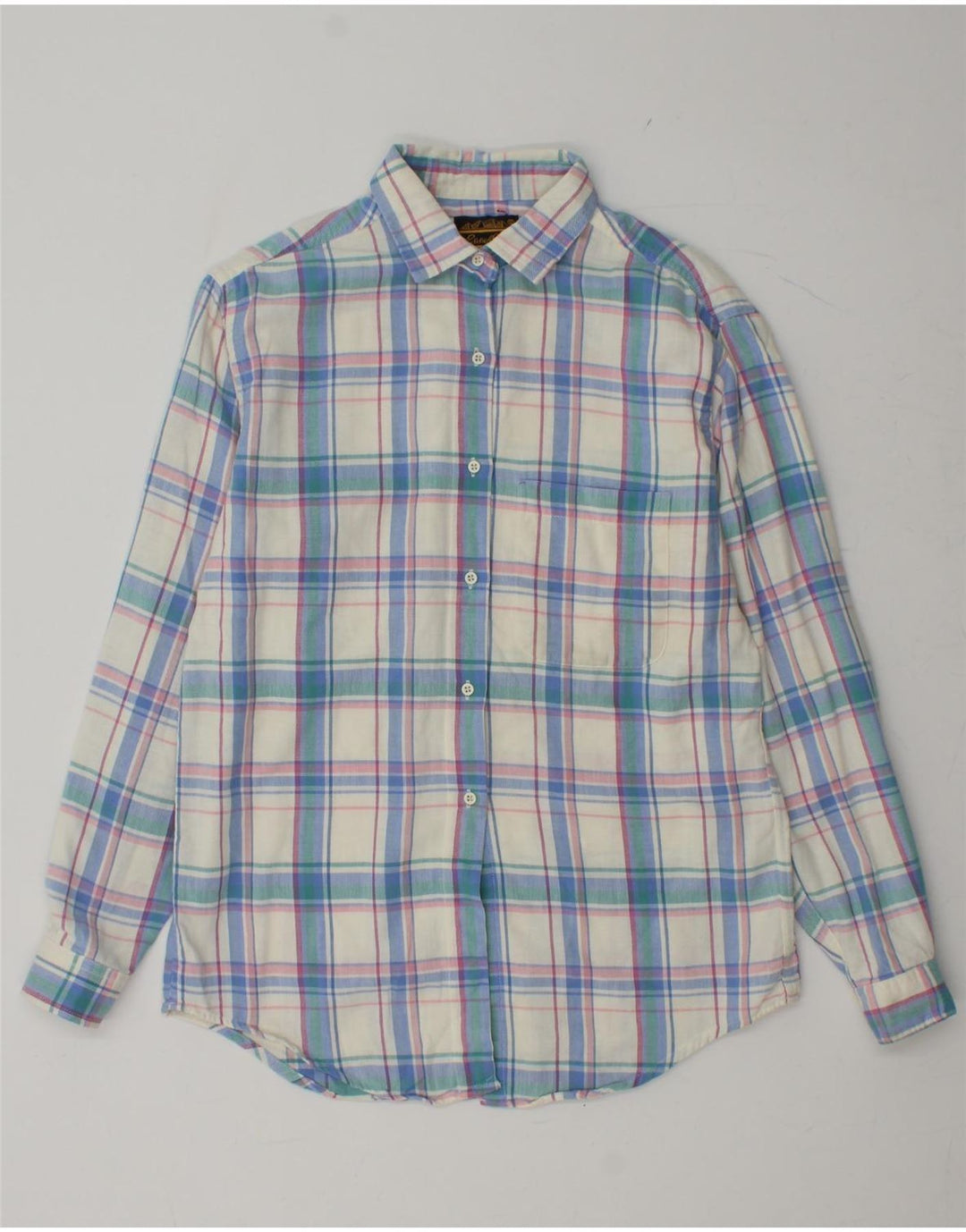 EDDIE BAUER Flanelskjorte til kvinder UK 14 Medium Blue Ternet Bomuld