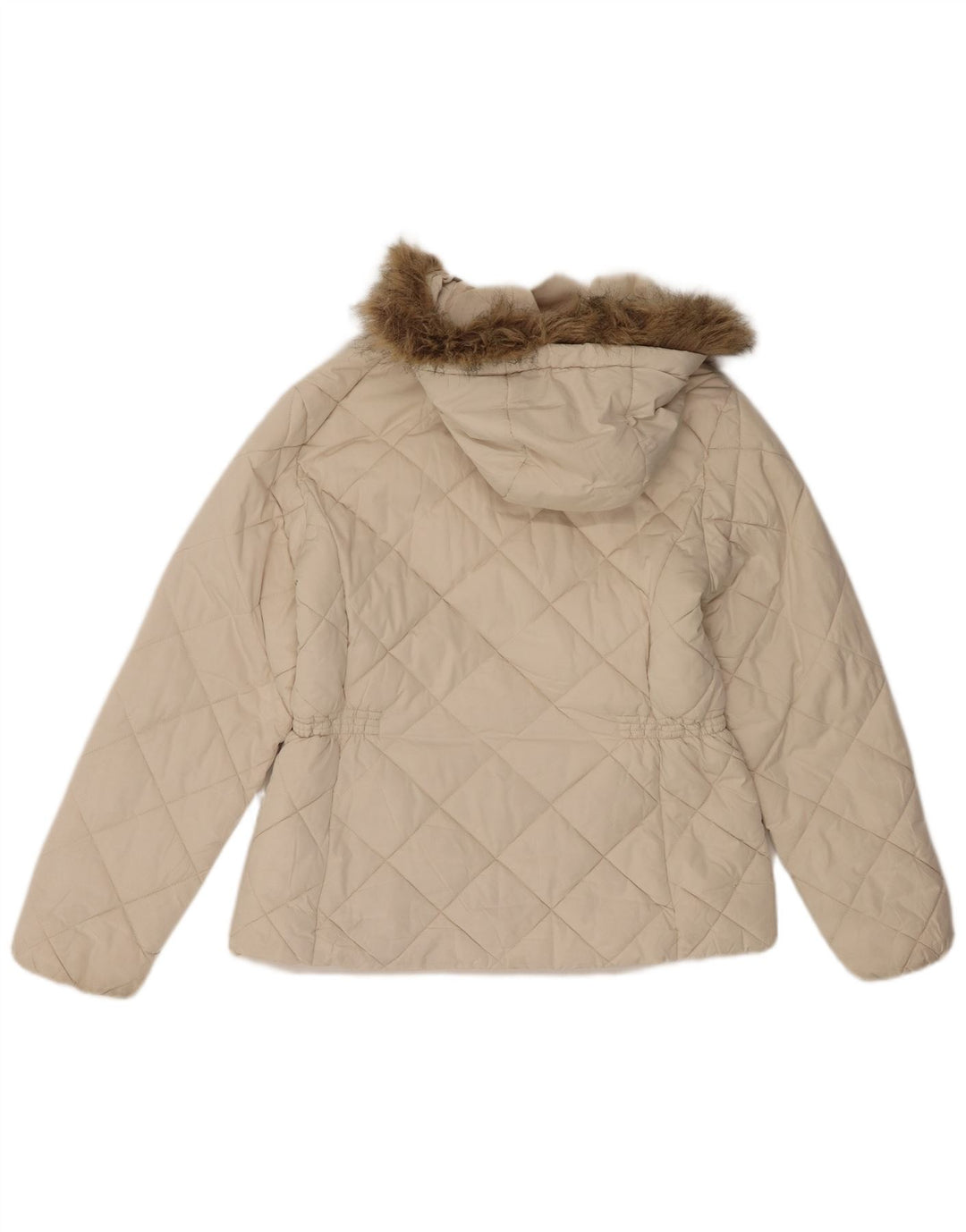 Marks & Spencer quiltet jakke med hætte til kvinder UK 12 Medium White Polyester
