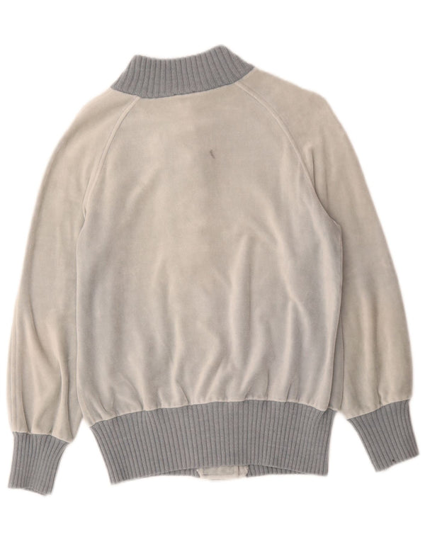 Vintage Dame Velour Cardigan Sweater IT 42 Medium Grey
