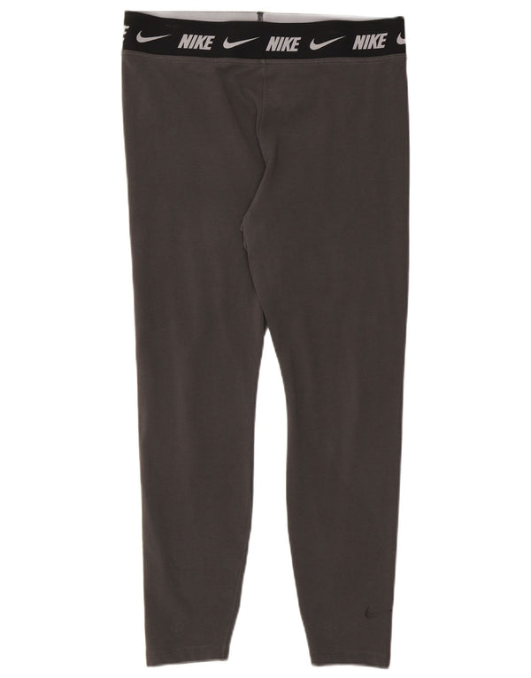 Nike Dame Tight Fit Grafiske Leggings UK 18 XL Grå Colourblock Bomuld
