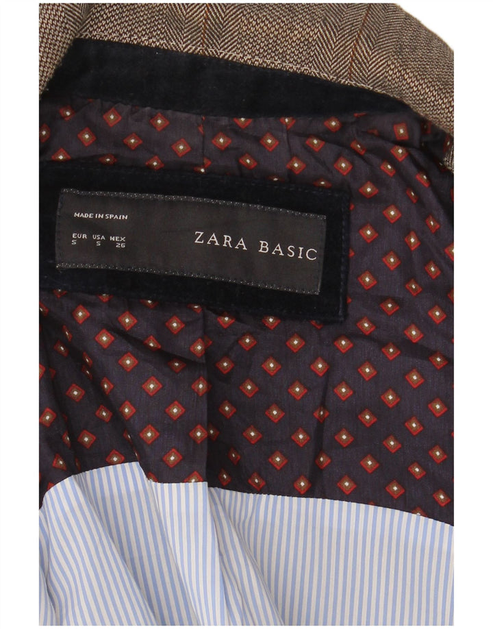 Zara Dame 1 Knap Blazer Jacket UK 10 Small Grey Check