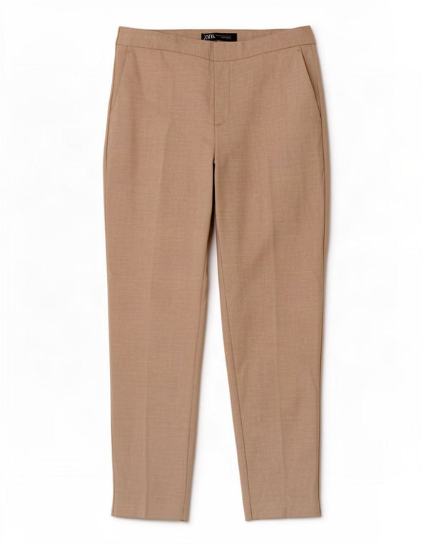 Zara koniske Chinobukser til kvinder EU 36 Small W26 L27 Beige Polyester