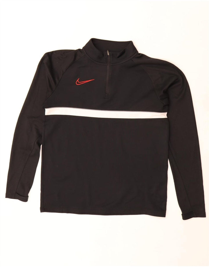 Nike Herre Dri Fit Pullover med lynlås-hals Træningsdragt Top Lille sort Colourblock