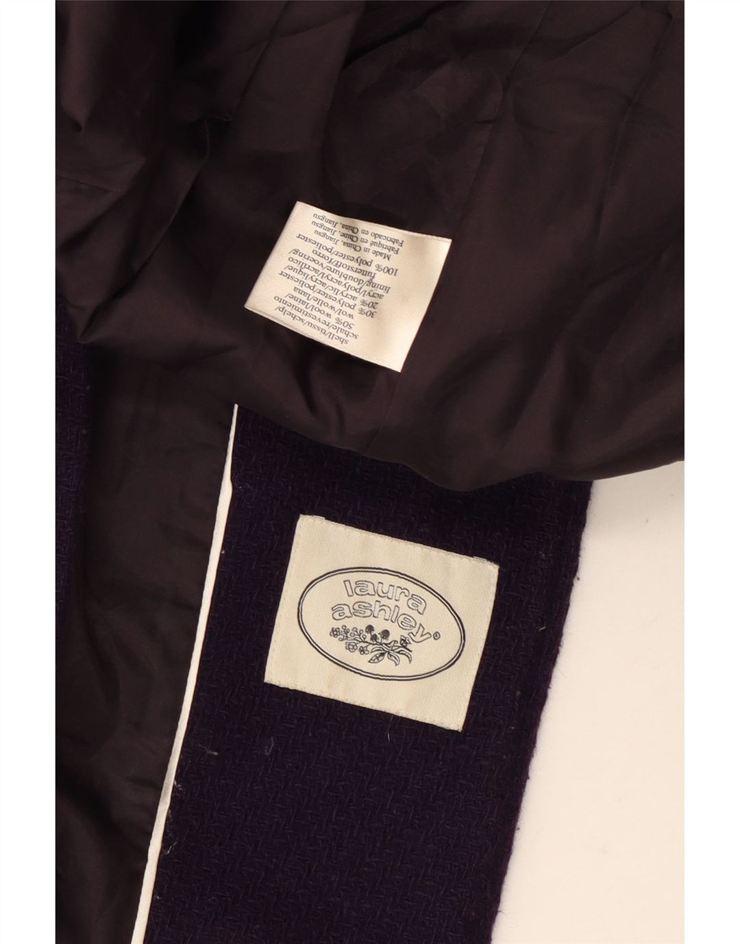 Laura Ashley Dame Hooded Duffel Coat UK 14 Medium Lilla Uld