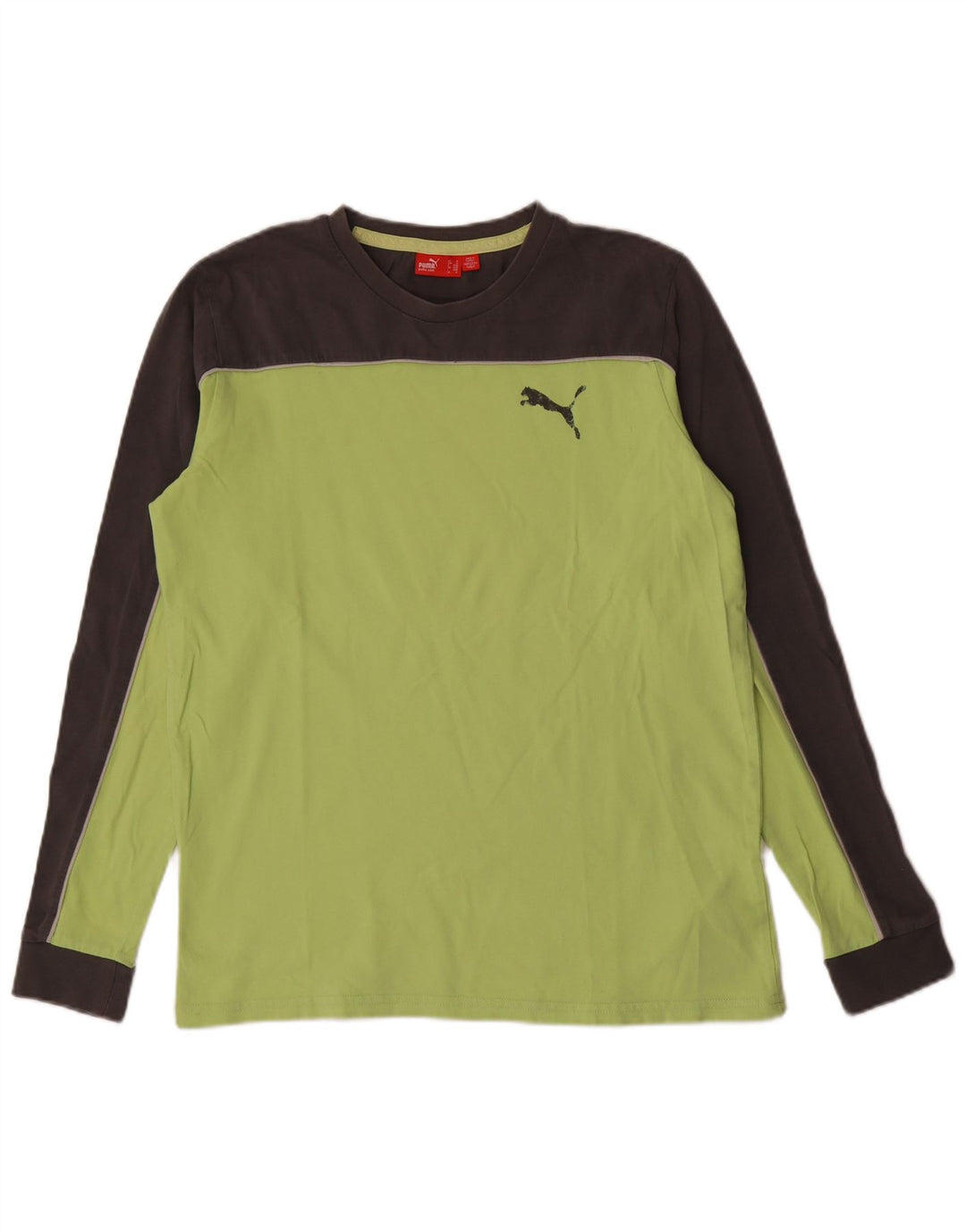 Puma Herre Top Langærmet Medium Grøn Colourblock Bomuld