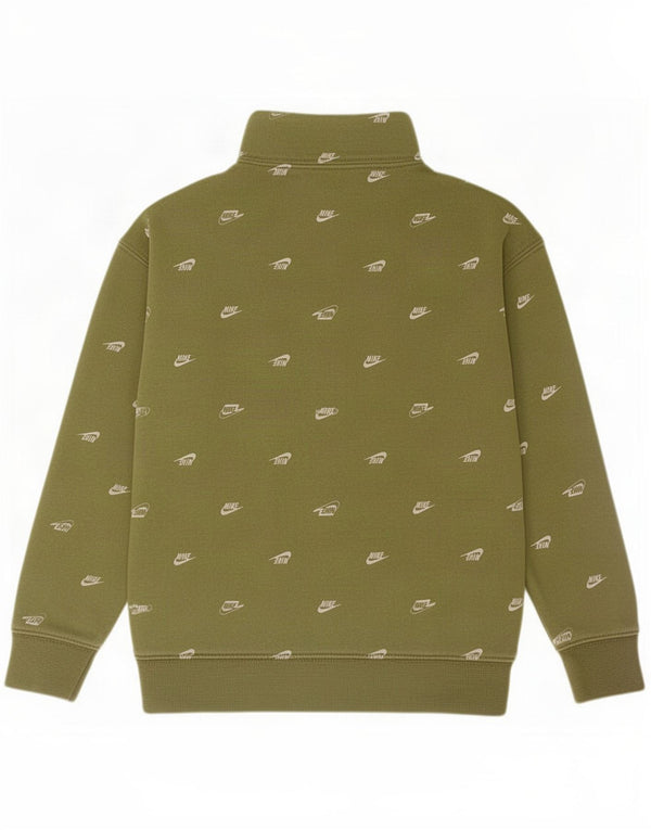 Nike Boys grafisk sweatshirt med lynlåshals 4-5 år Lille grøn bomuld