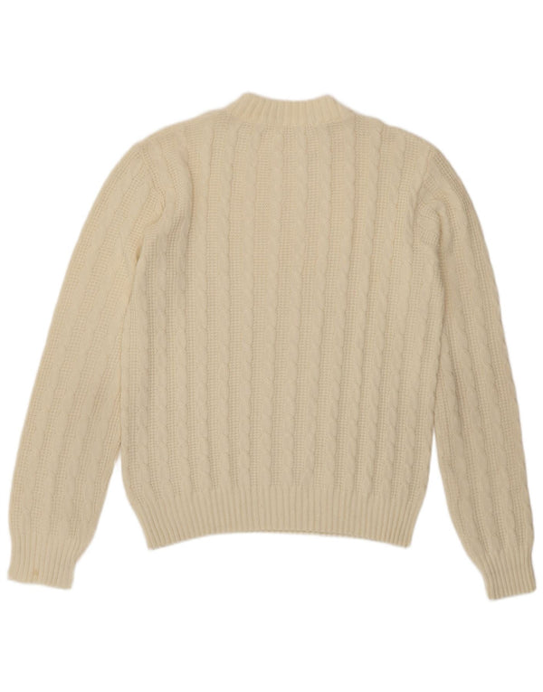 Vintage sweater med rund hals til mænd Medium Off White