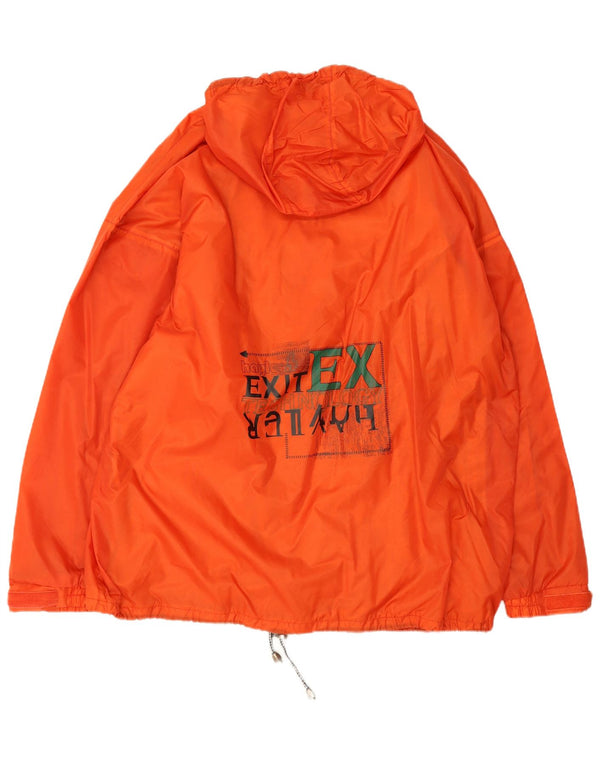Vintage Herre grafisk hætte vindjakke UK 42 XL Orange Sports