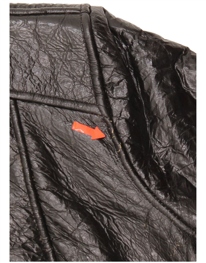 Vintage Dame Shearling Jacket UK 14 Medium Sort Læder
