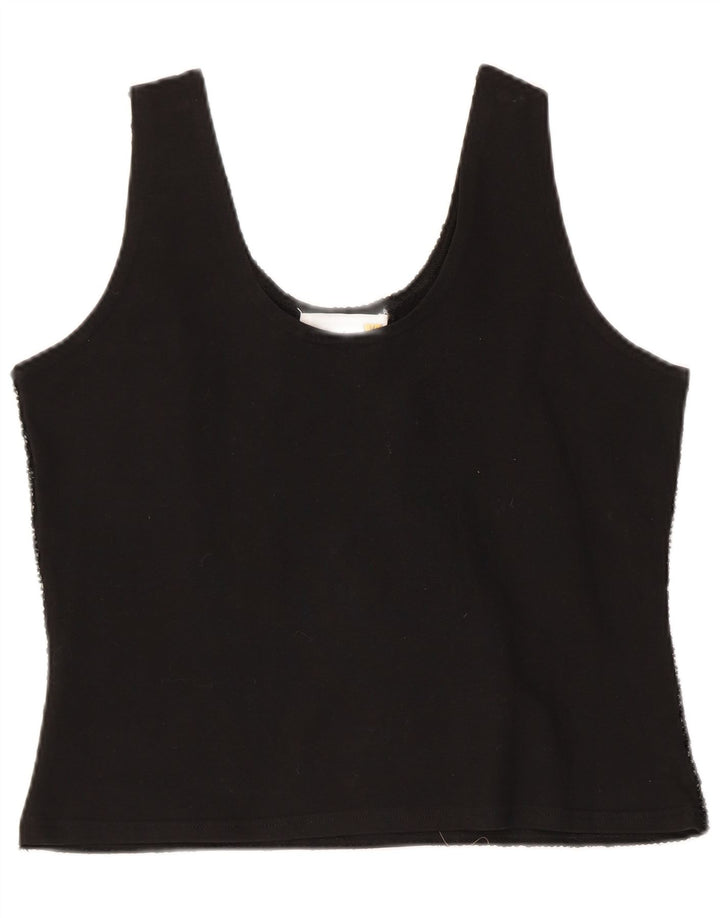 Vintage Kvinder Abstrakt Abstrakt Bluse Top UK 12 Medium Sort