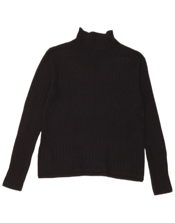 Marks & Spencer Dame Rullehals sweater UK 12 Medium Black Viscose