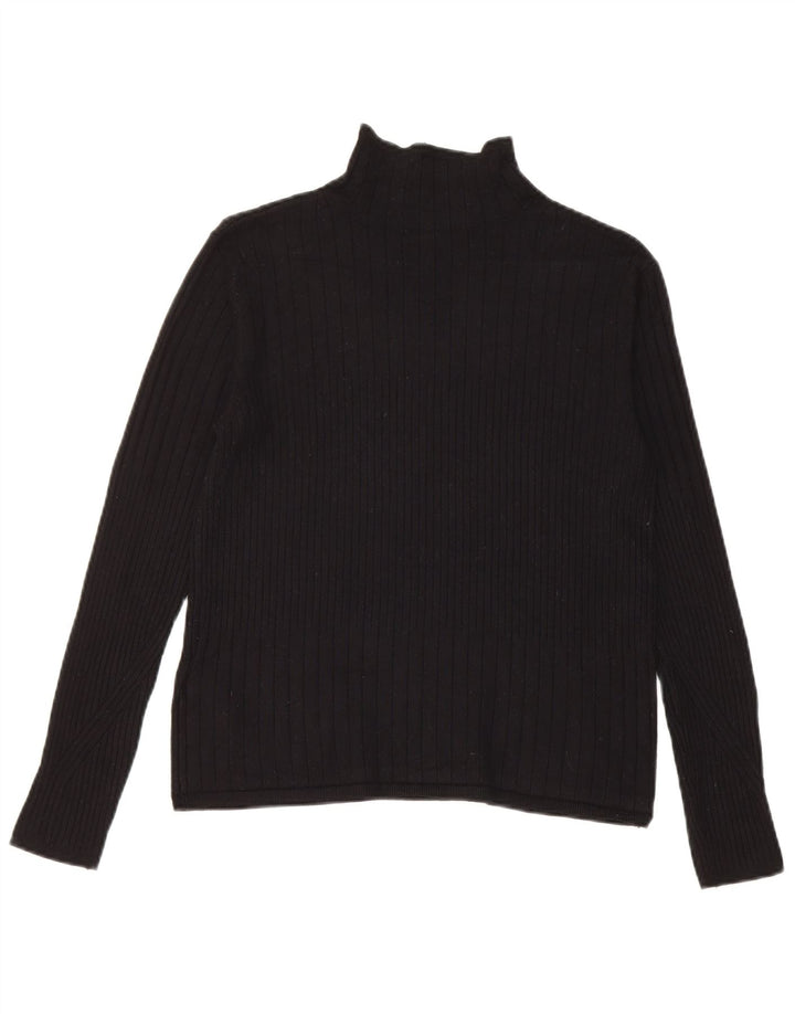 Marks & Spencer Dame Rullehals sweater UK 12 Medium Black Viscose