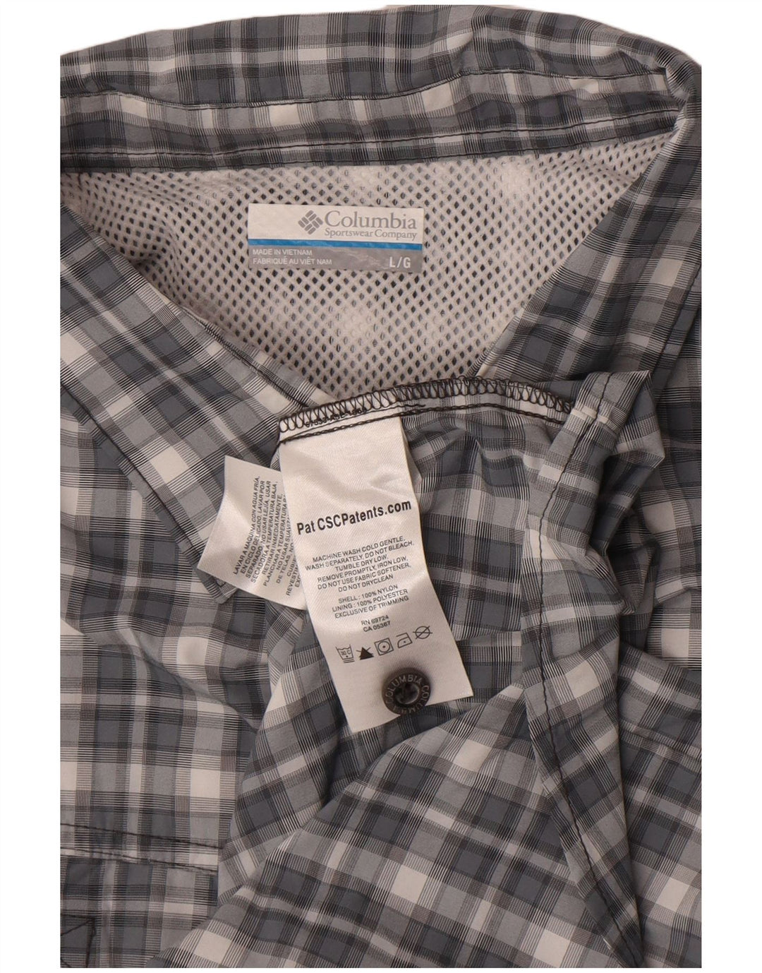 Columbia herreskjorte stor grå ternet nylon