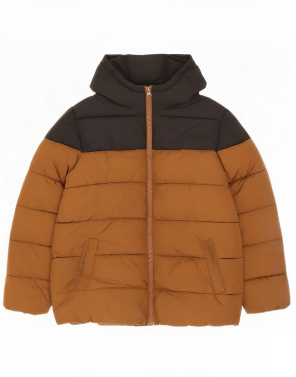 Benetton Boys grafisk polstret hættejakke 10-11 år XL Brun Colourblock