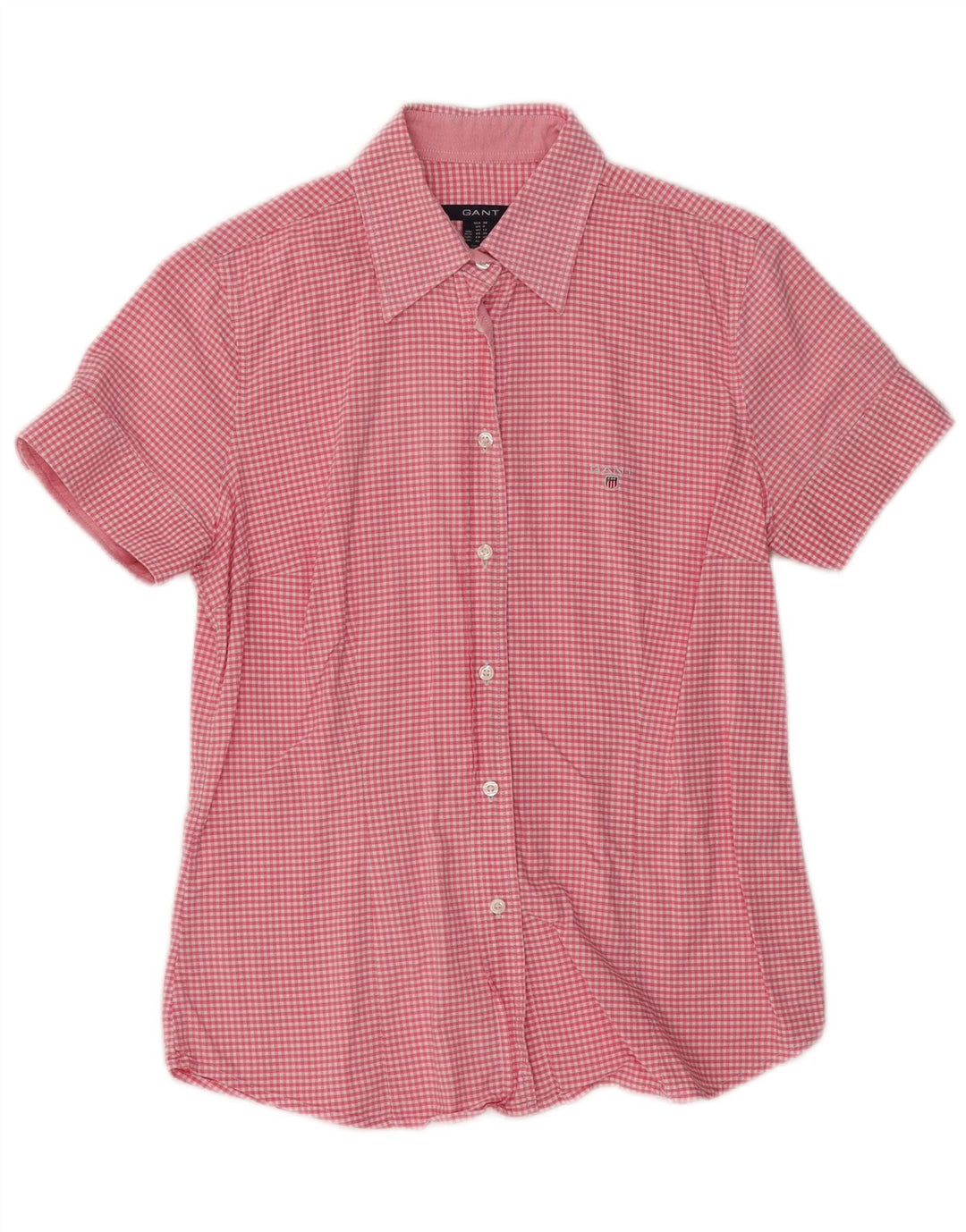Gant kortærmet skjorte til kvinder UK 12 Medium Pink Gingham Cotton