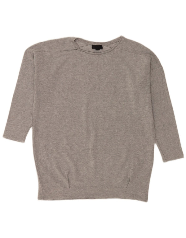 Topshop Dame Oversized Top 3/4 ærme UK 12 Medium Grey Viscose