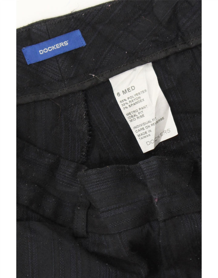 DOCKERS Womens Casual Trousers US 6 Medium W30 L30 Navy Blue Striped Vintage Dockers and Second-Hand Dockers from Messina Hembry 