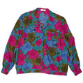 Vintage dameskjortebluse UK 16 Stor flerfarvet blomsterpolyester