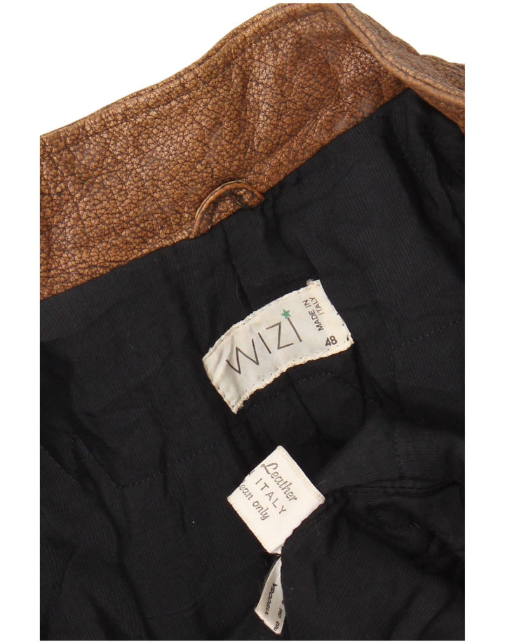 Vintage Bomber læderjakke til mænd IT 48 Medium brunt læder