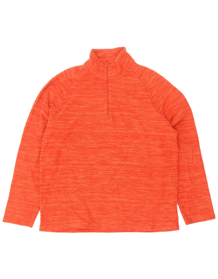 Mountain Warehouse Herre Zip Neck Fleece Jumper Large Orange Flecked