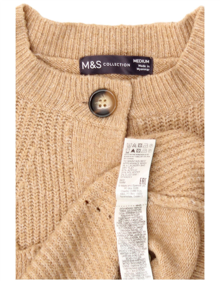 Marks & Spencer Dame Cardigan Sweater UK 14 Medium Brun Akryl