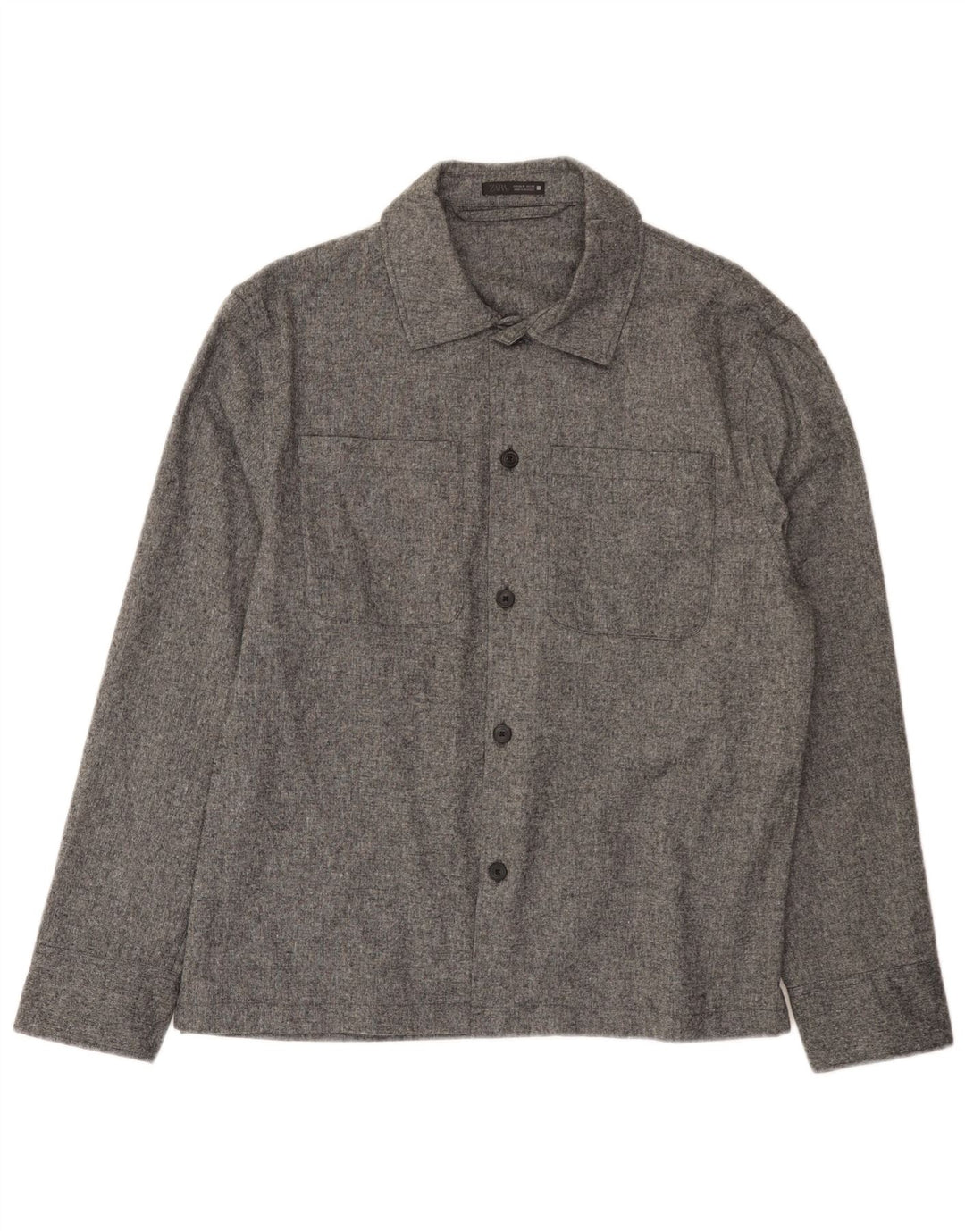 Zara Herre Overshirt Skjorte Medium Grå Akryl