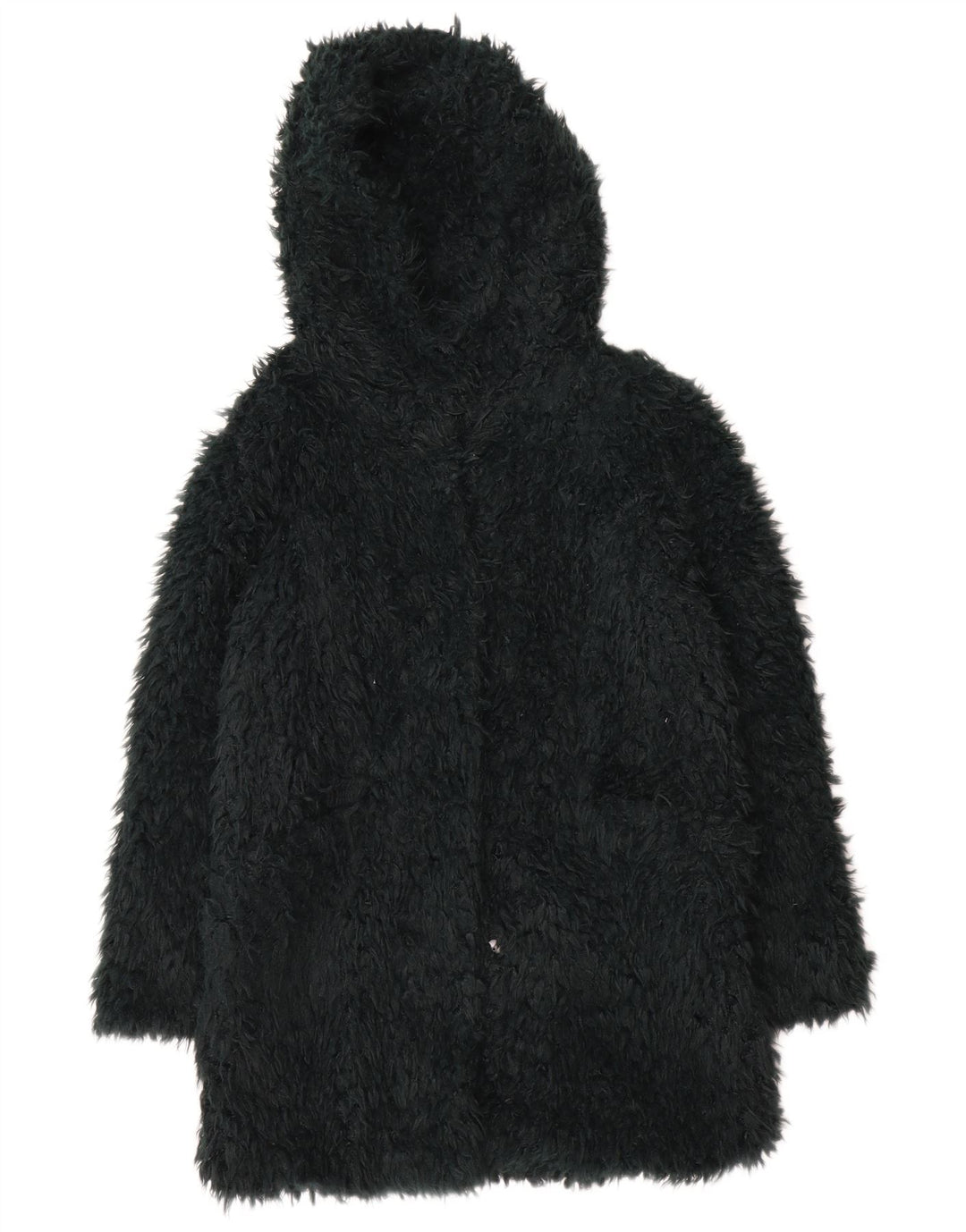 Zara Dame Teddy Overfrakke med hætte UK 14 Medium Green