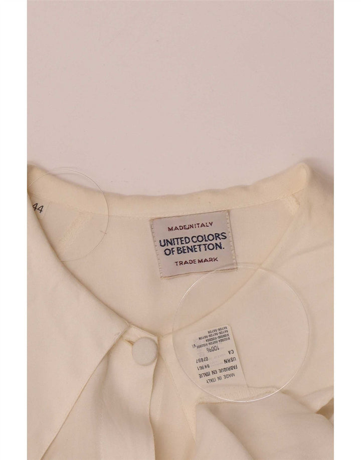 Benetton Dame Oversized Skjorte Bluse IT 44 Medium Off White Viscose