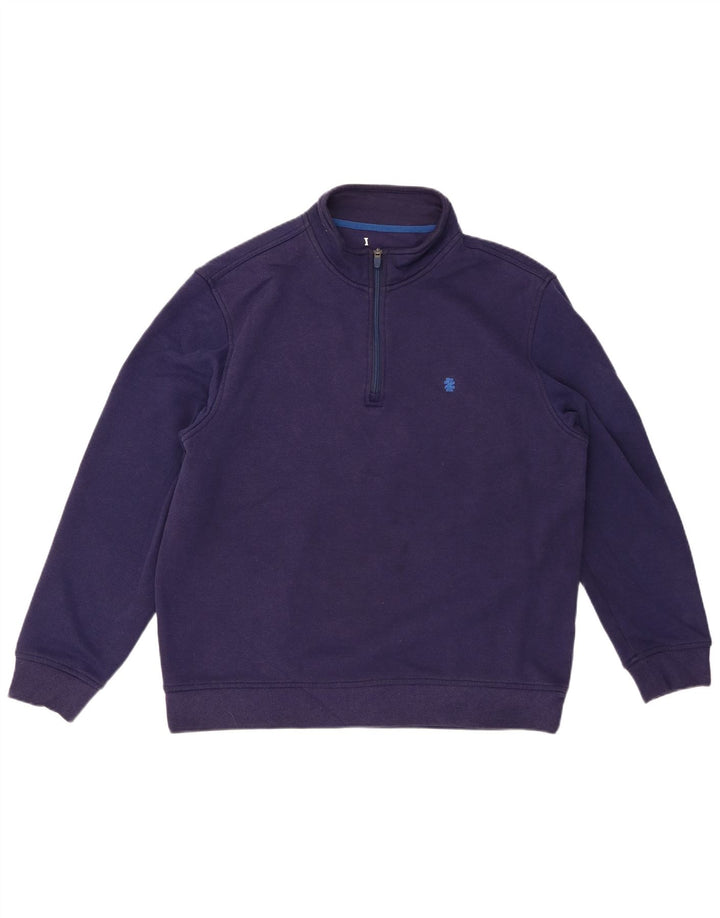 ADVANTAGE Herre Zip Neck Sweatshirt Jumper Large Navy Blue Polyester