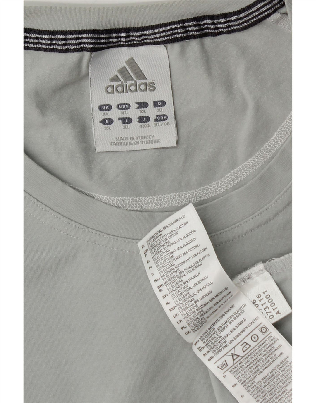 Adidas Herre T-Shirt Top XL Grå Bomuld