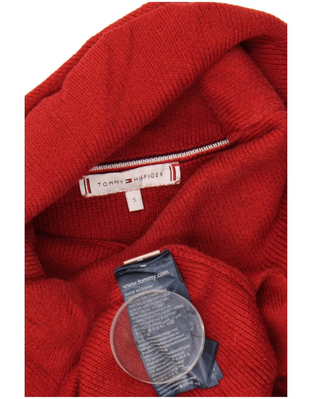 Tommy Hilfiger Dame grafisk rullehals sweater UK 10 Lille rød