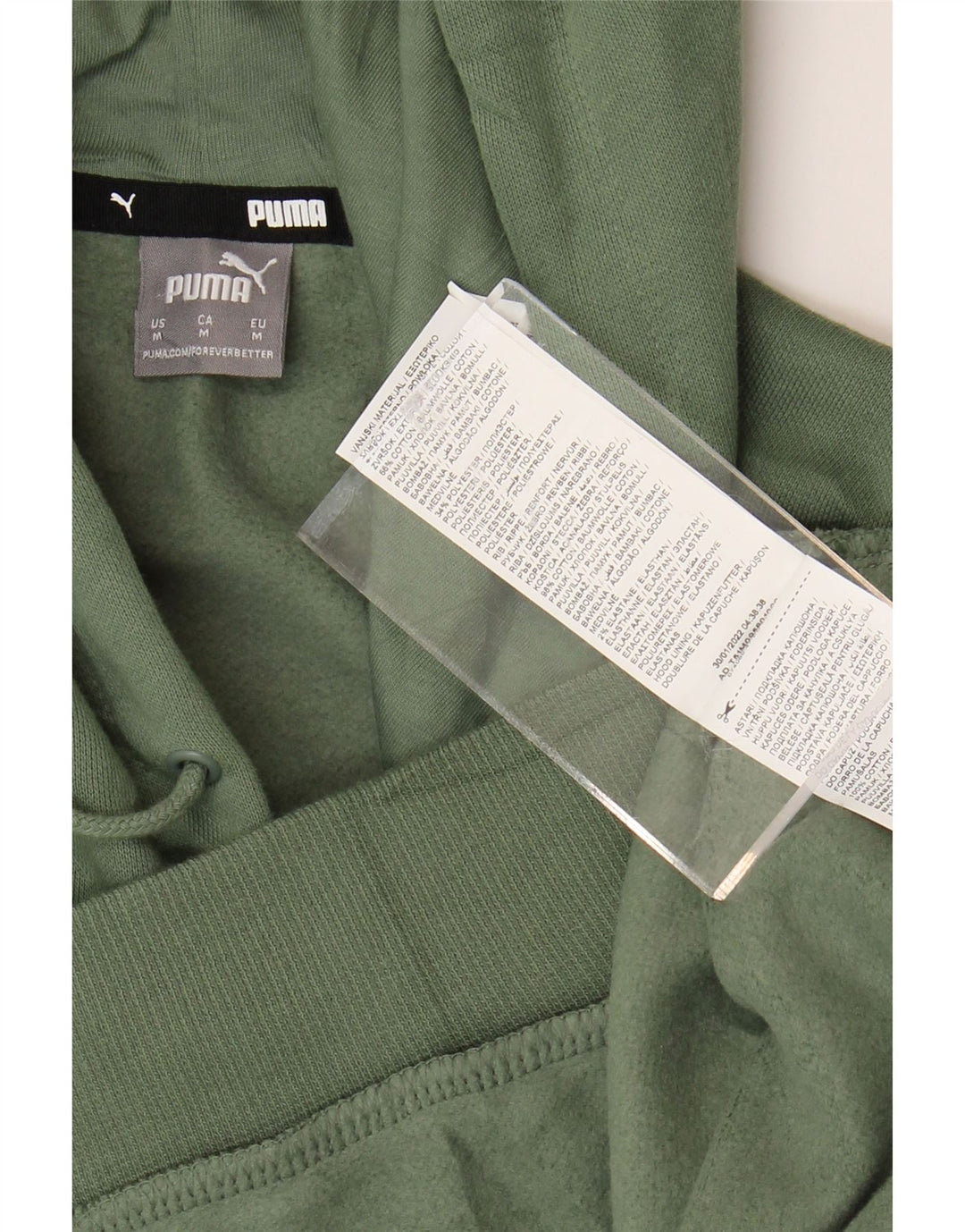 PUMA Womens Hoodie Jumper UK 14 Medium Green Cotton