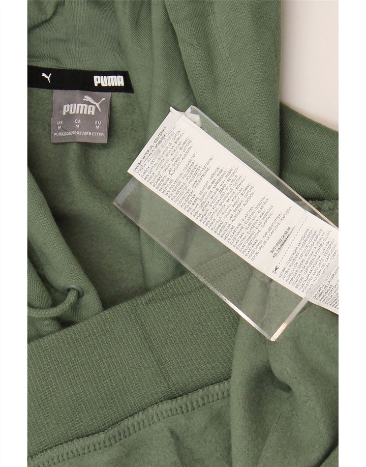 PUMA Womens Hoodie Jumper UK 14 Medium Green Cotton