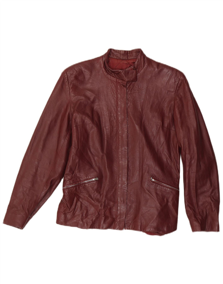 Loredana Dame Læderjakke UK 10 Small Maroon