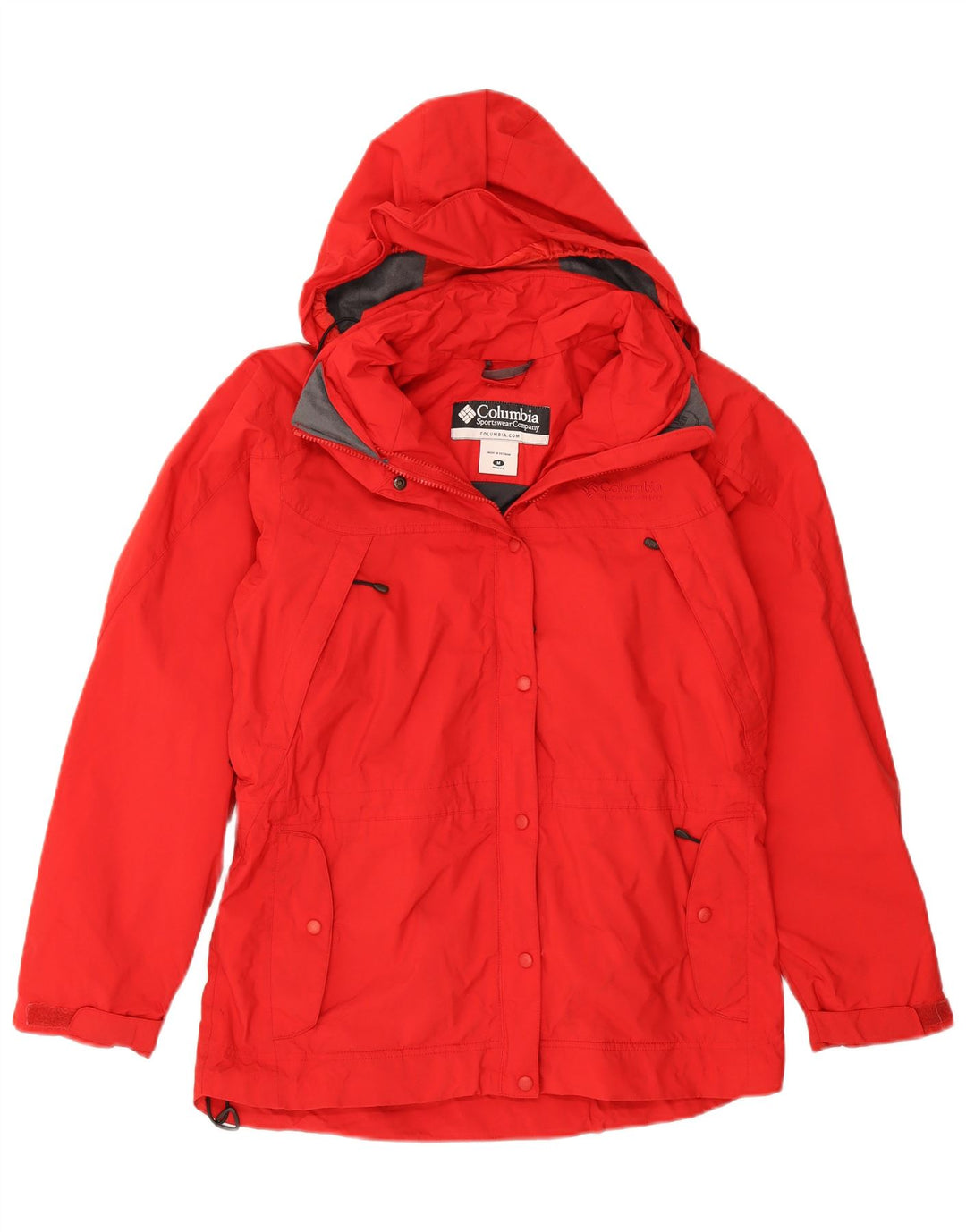 COLUMBIA Womens Hooded Rain Jacket UK 14 Medium Red Nylon