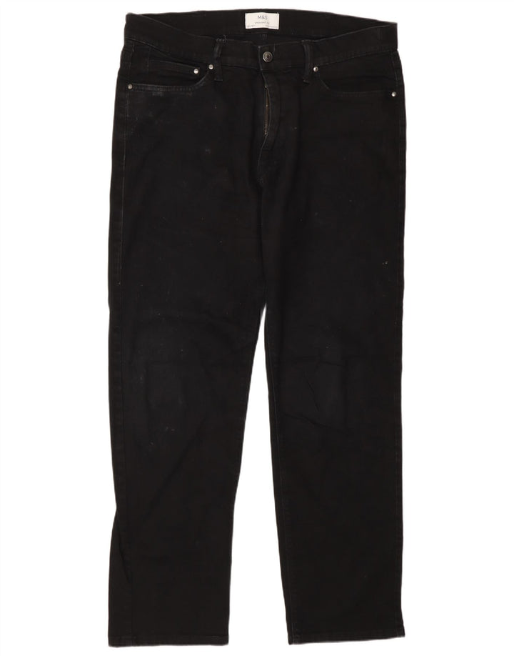 Marks & Spencer Straight Jeans til mænd W36 L31 Sort bomuld