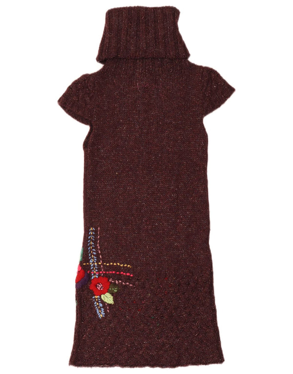 Desigual Kvinders Grafisk Jumper Kjole UK 8 Small Burgundy Floral