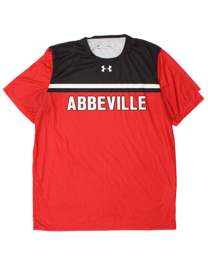 UNDER ARMOUR Herre grafisk T-shirt Top Stor Rød Colourblock Polyester