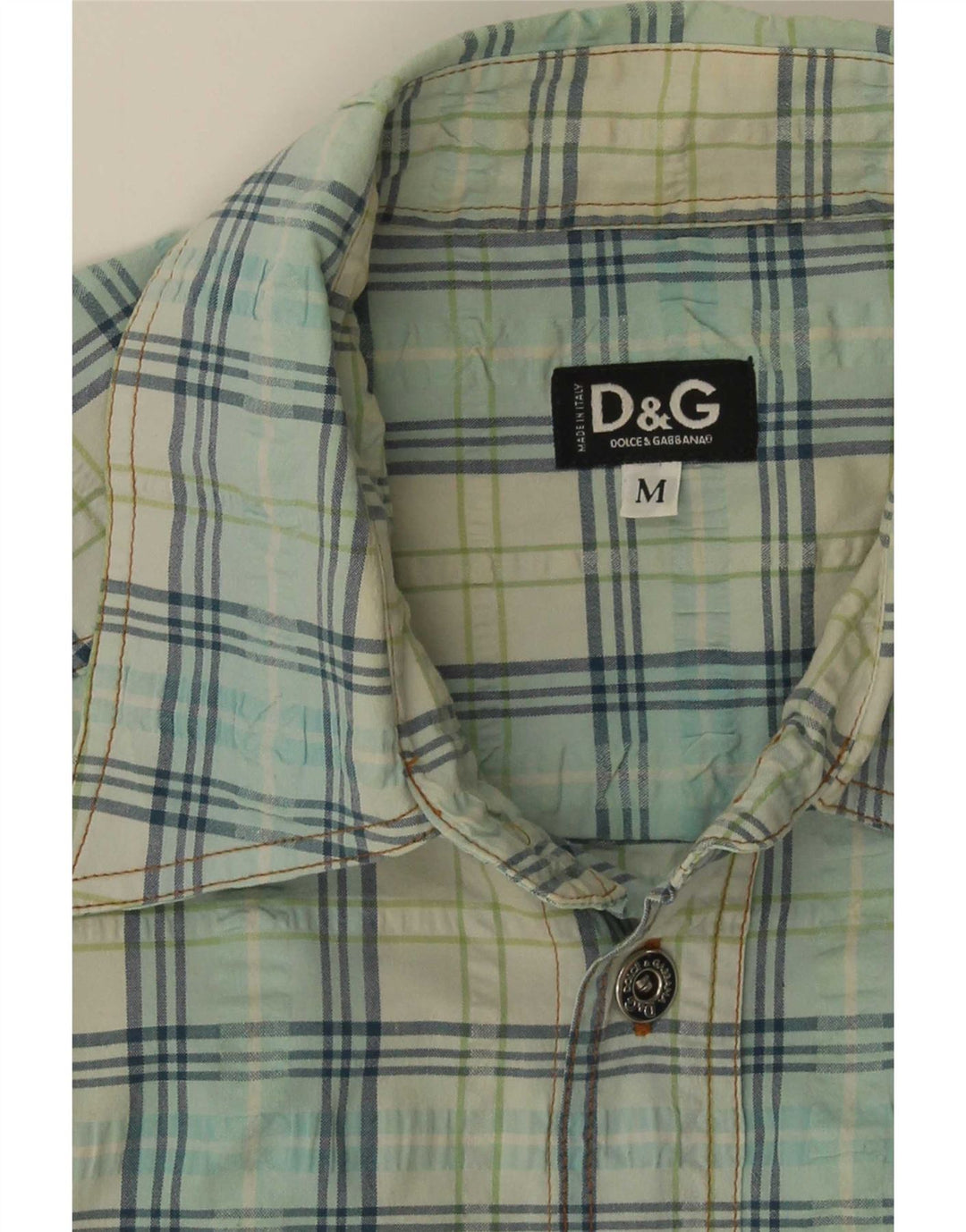 Dolce & Gabbana kortærmet herreskjorte mellemblå ternet