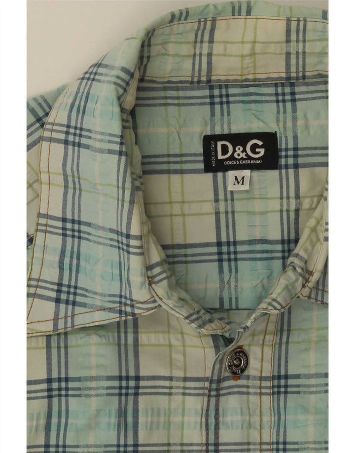 Dolce & Gabbana kortærmet herreskjorte mellemblå ternet