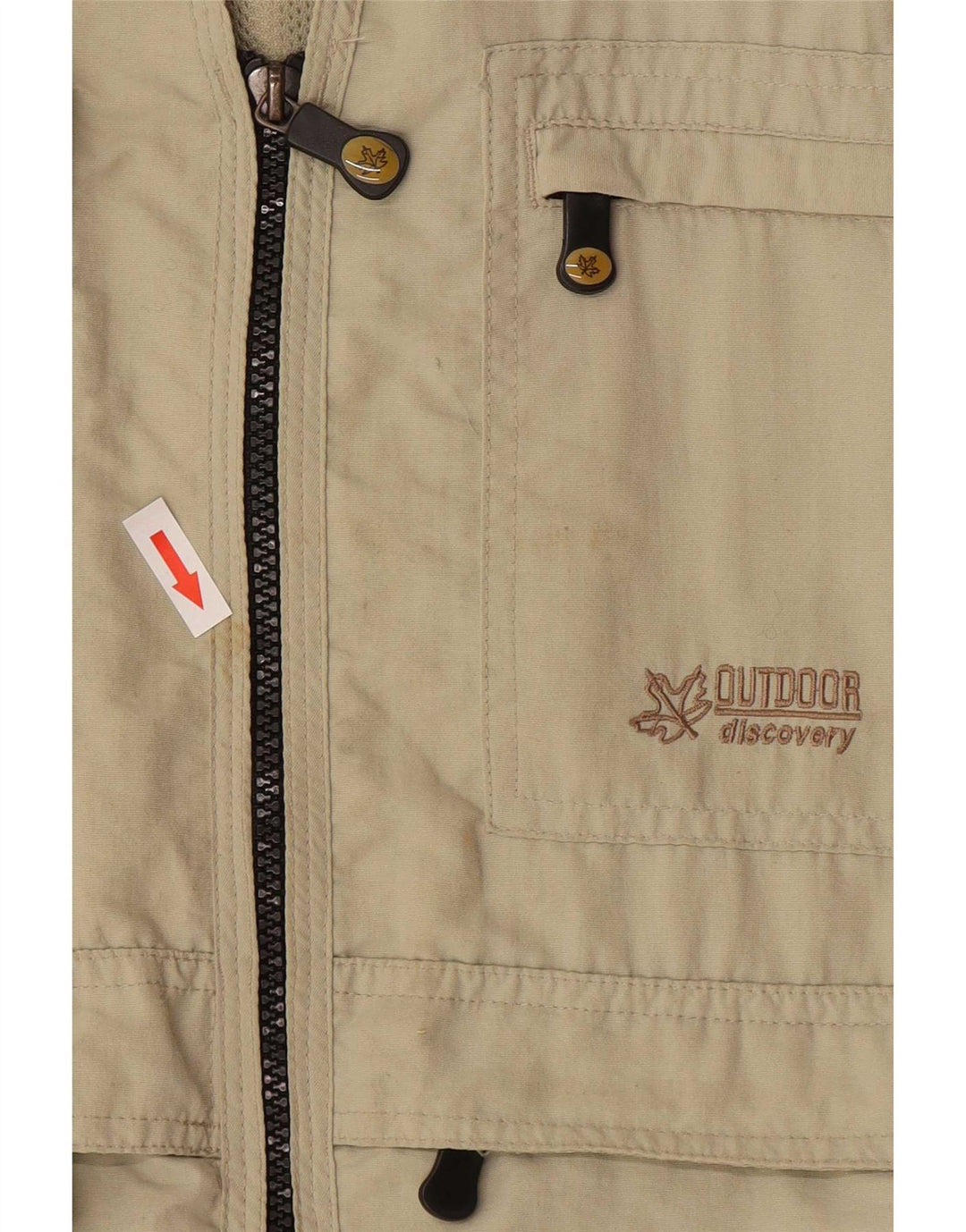 Vintage Herre Utility Gilet UK 40/42 Medium Beige Polyester