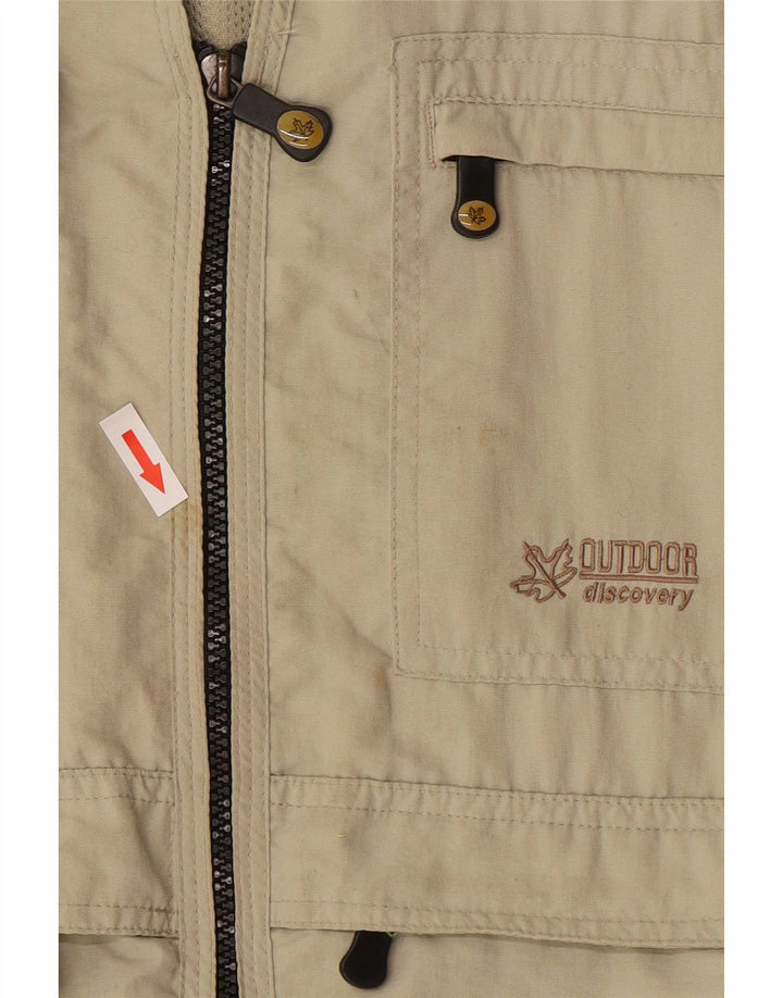Vintage Herre Utility Gilet UK 40/42 Medium Beige Polyester