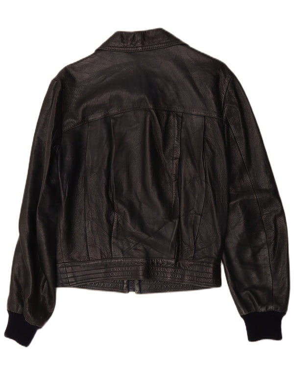 Vintage læderjakke til kvinder IT 52 2XL Marineblå