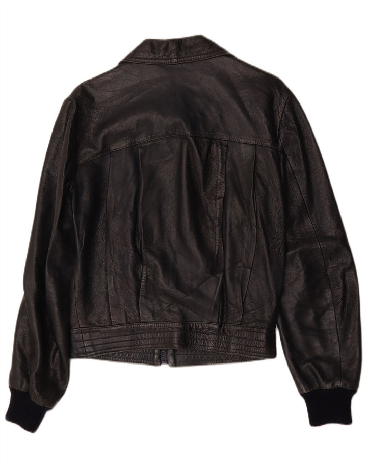 Vintage læderjakke til kvinder IT 52 2XL Marineblå