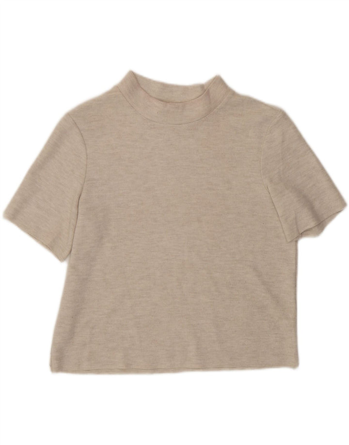 Zara Dame T-Shirt Top UK 14 Medium Beige Flecked
